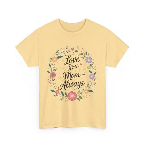 Love You Mom Always Shirt, Floral Mother's Day Tee, Sentimental Gift for Mom, Unisex Comfort Fit Cotton T-Shirt, Gift for Mother's Day - Image 9