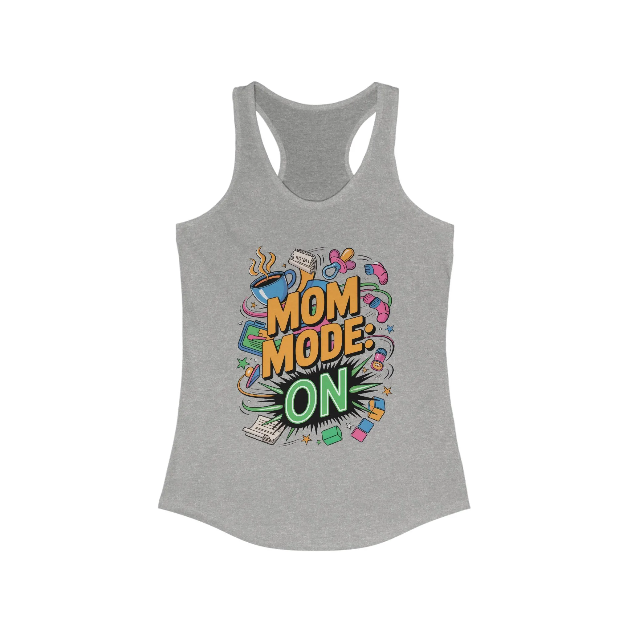 Mom Mode On Racerback Tank, Gift for Mom, Mother's Day Gift, Mother's Day Humor Top, Cute Mama Life Graphic Tee - Image 5