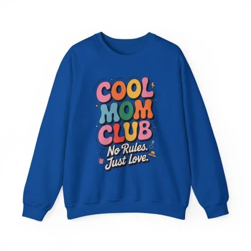Cool Mom Club Sweatshirt, Gift for Moms, Mother's Day, No Rules Just Love, Retro Colorful Unisex Heavy Blend Crewneck - Image 37