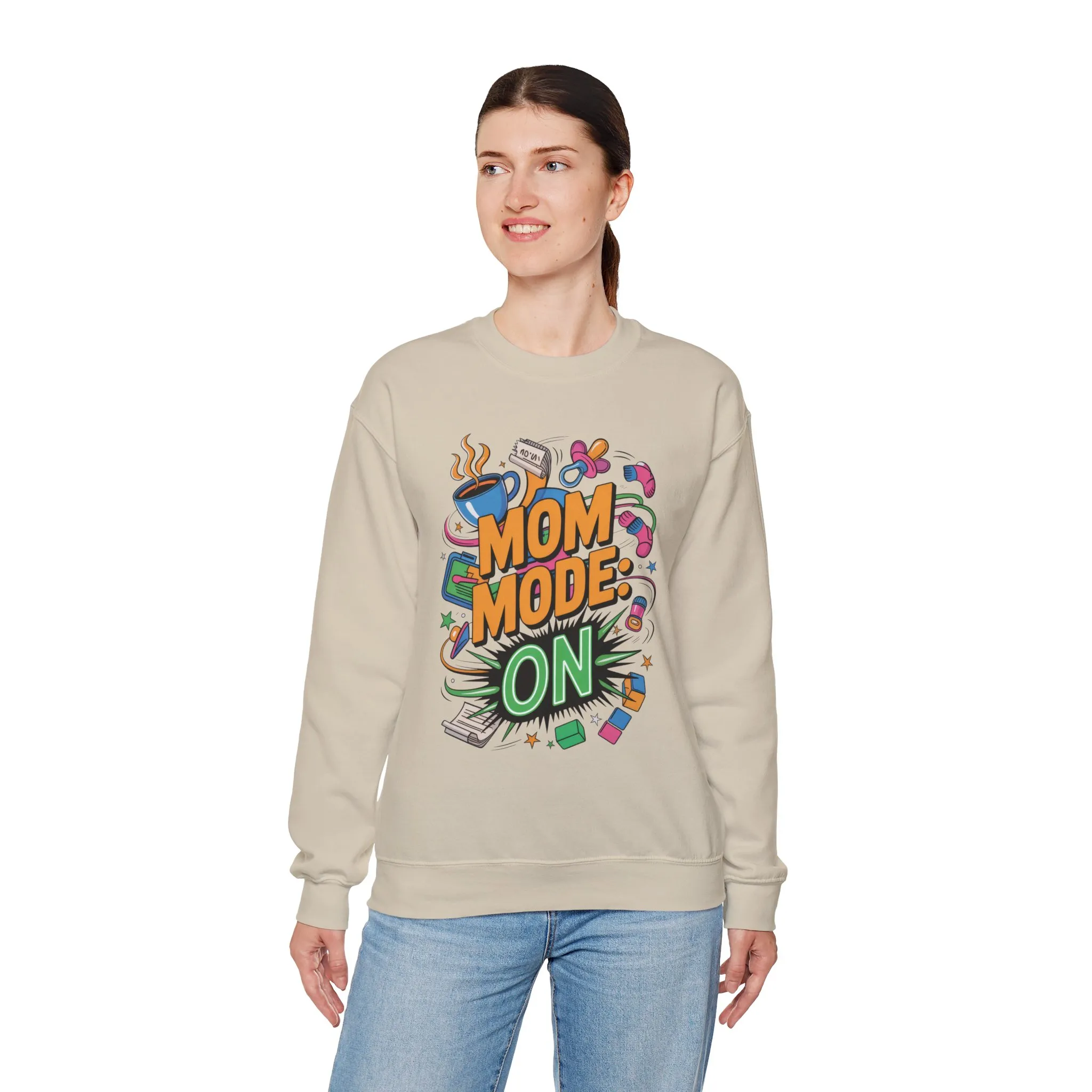 Mom Mode On Crewneck Sweatshirt, Gift for Mom, Mother's Day Humor T-Shirt, Cute Mama Life Graphic Tee, Mother's Day Gift - Image 40