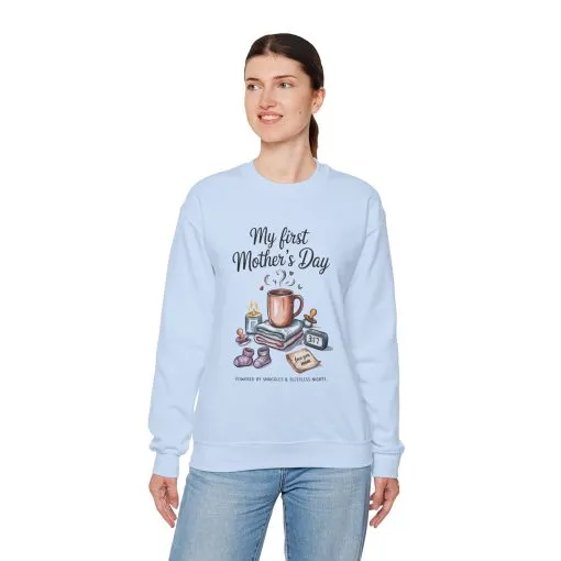 My First Mother's Day Sweatshirt, Cozy Crewneck for Moms, Gift for New Mothers, Baby Shower Tee, Snuggles & Sleepless Nights - Image 36