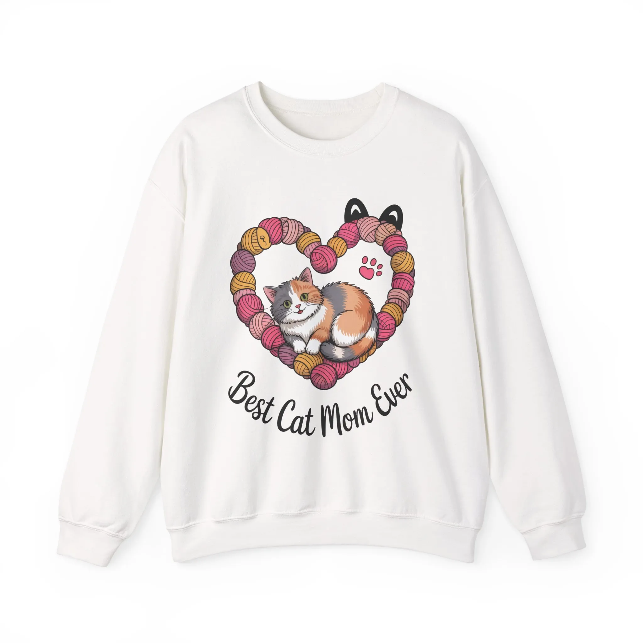 Best Cat Mom Ever Sweatshirt, Cozy Cat Lover Gift, Mother's Day Apparel, Pet Owner Sweatshirt, Cute Gift for Cat Moms, Yarn Themed