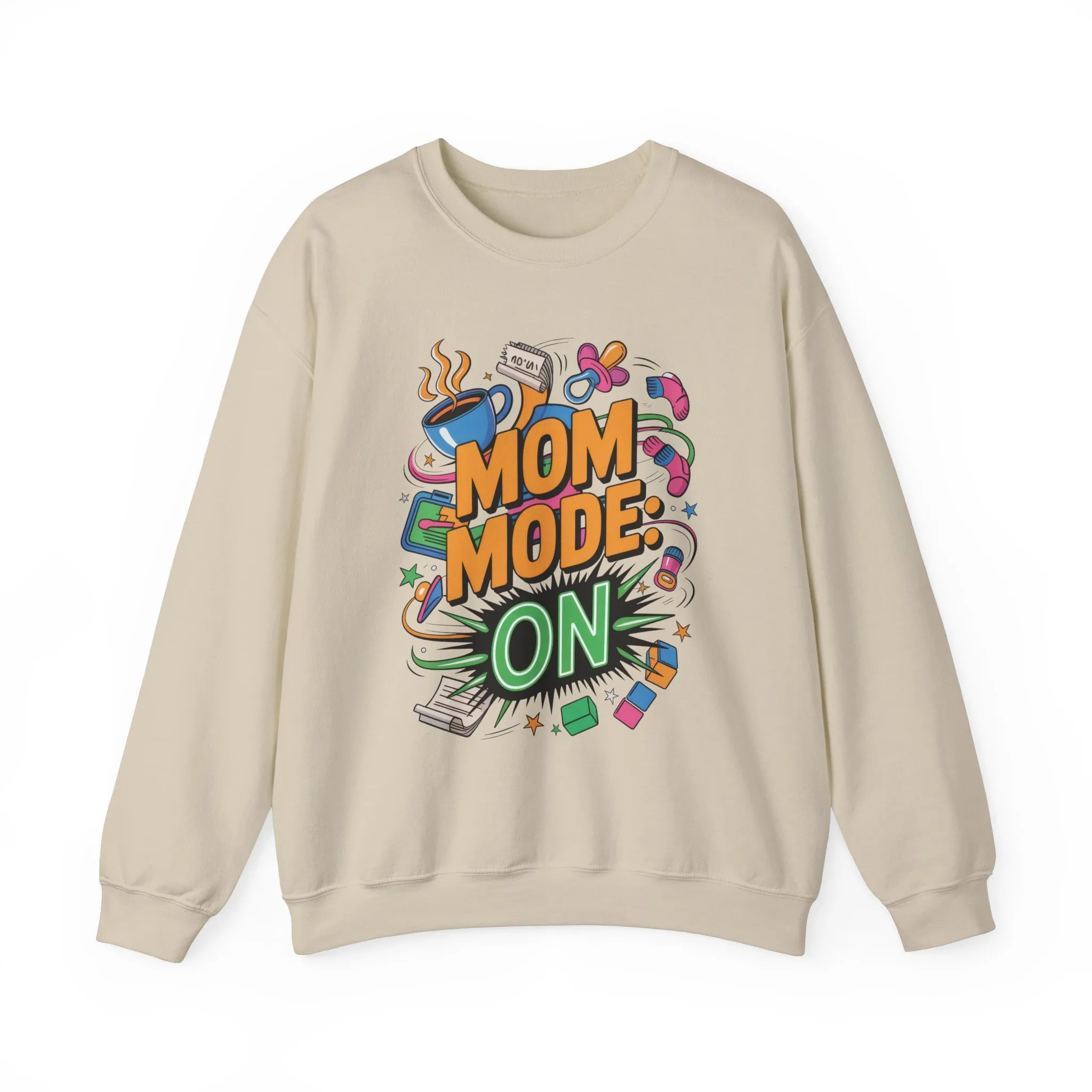 Mom Mode On Crewneck Sweatshirt, Gift for Mom, Mother's Day Humor T-Shirt, Cute Mama Life Graphic Tee, Mother's Day Gift - Image 37