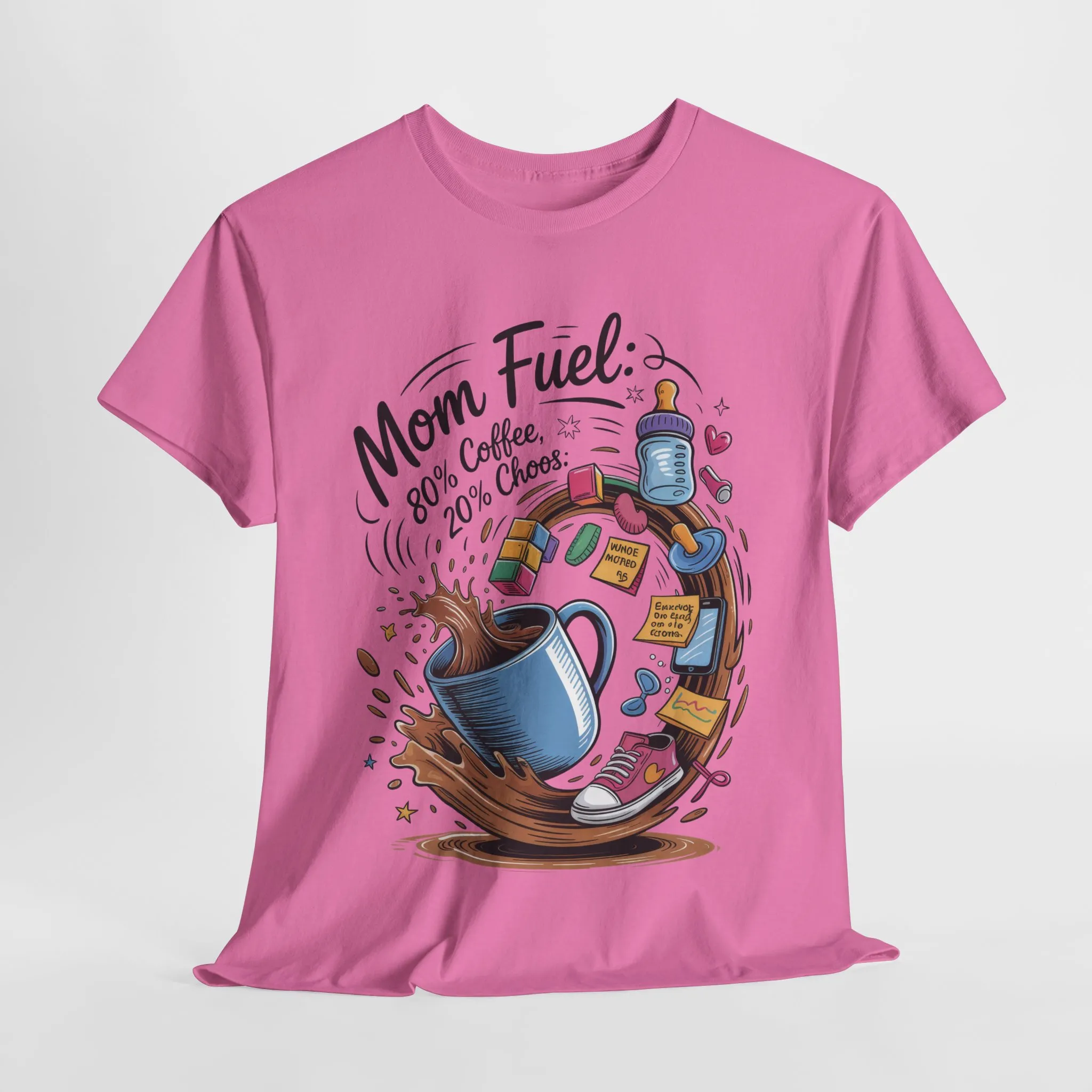 Mom Fuel Heavy Cotton Tee, Funny Coffee Lover T-Shirt, Gift for Moms, Mother's Day, Casual Wear, Pajama Top - Image 25