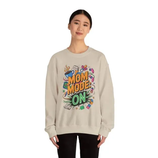 Mom Mode On Crewneck Sweatshirt, Gift for Mom, Mother's Day Humor T-Shirt, Cute Mama Life Graphic Tee, Mother's Day Gift - Image 39
