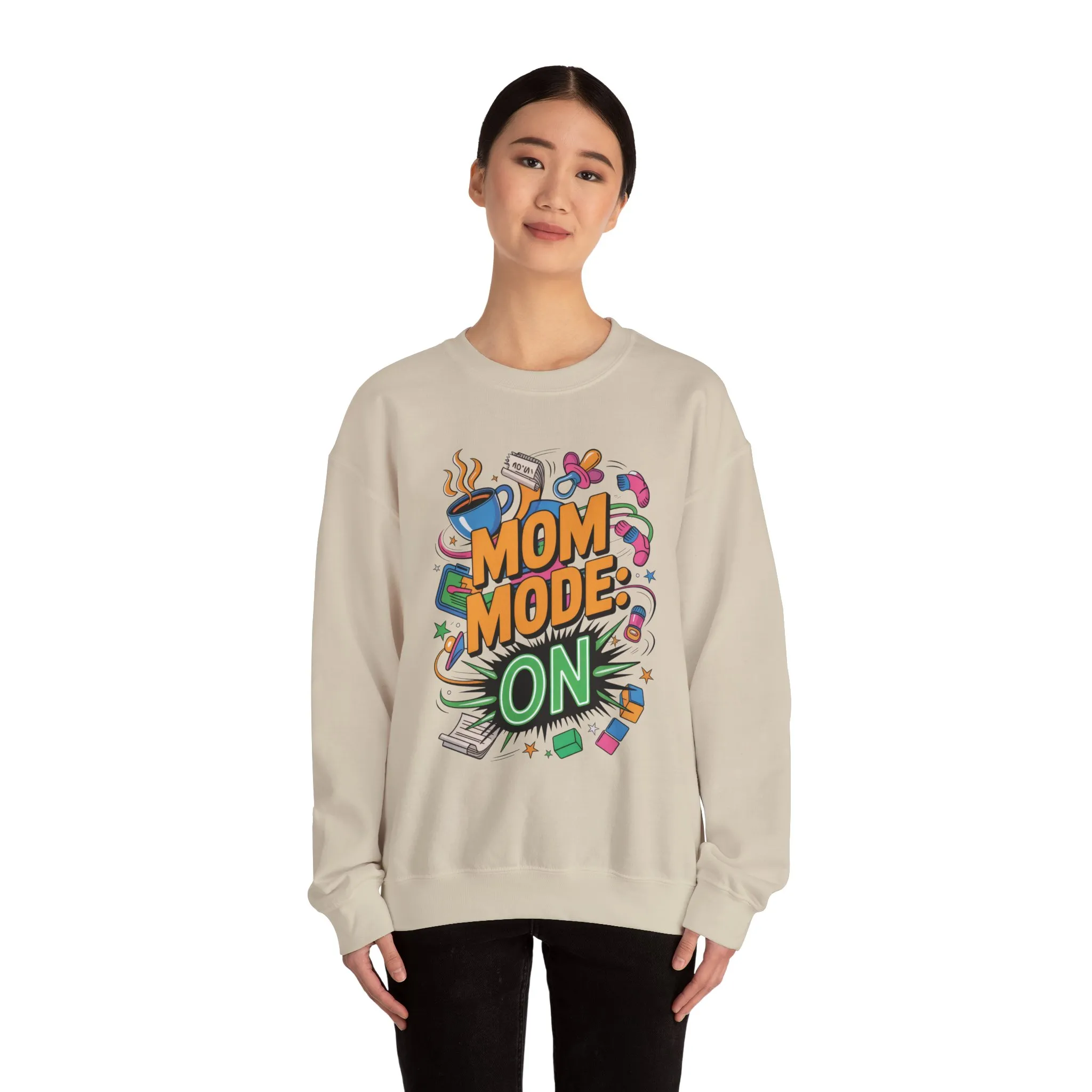Mom Mode On Crewneck Sweatshirt, Gift for Mom, Mother's Day Humor T-Shirt, Cute Mama Life Graphic Tee, Mother's Day Gift - Image 39