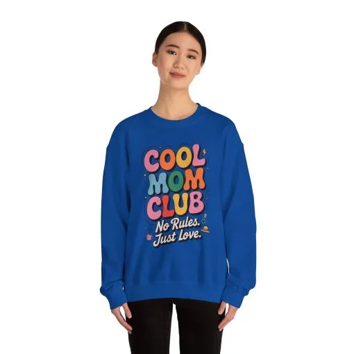 Cool Mom Club Sweatshirt, Gift for Moms, Mother's Day, No Rules Just Love, Retro Colorful Unisex Heavy Blend Crewneck - Image 38