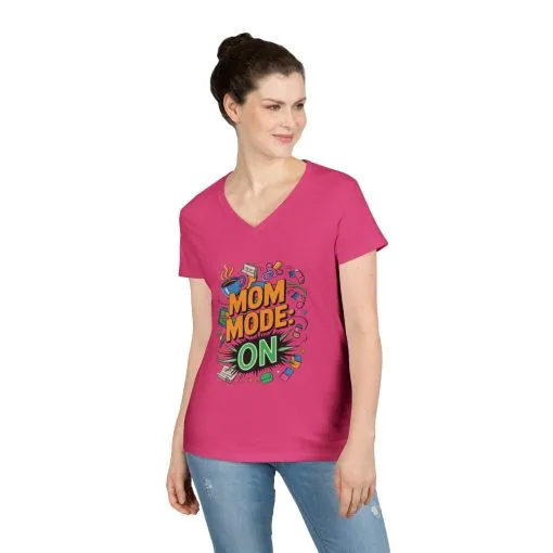 Mom Mode On Ladies V-Neck T-Shirt, Gift for Mom, Mother's Day Gift, Mother's Day Humor T-Shirt, Cute Mama Life Graphic Tee - Image 16