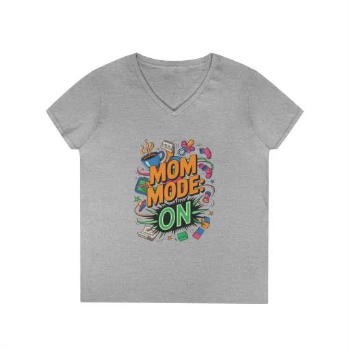 Mom Mode On Ladies V-Neck T-Shirt, Gift for Mom, Mother's Day Gift, Mother's Day Humor T-Shirt, Cute Mama Life Graphic Tee - Image 5