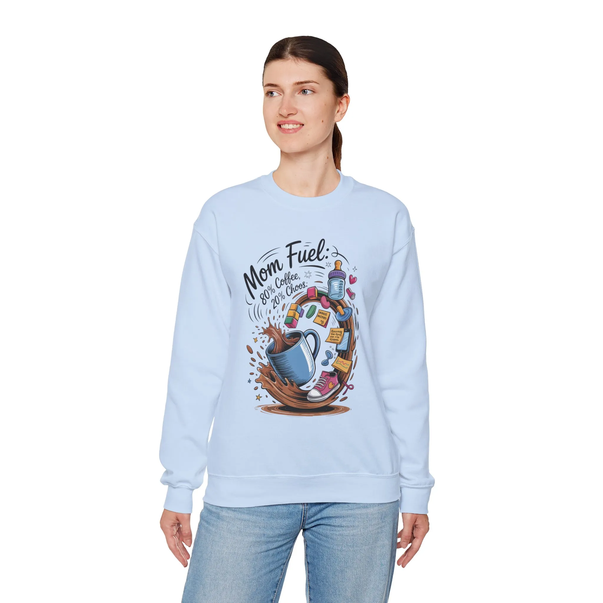 Mom Fuel Unisex Crewneck Sweatshirt, Perfect for Coffee Lovers, Gifts for Moms, Cozy Casual Wear, Funny Graphic Sweatshirt, Mother's Day - Image 4