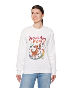 Proud Dog Mom Crewneck Sweatshirt, Pet Lover Gift, Dog Mom Apparel, Animal Lover Clothing, Gift for Dog Moms, Puppy Paw Rainbow Print
