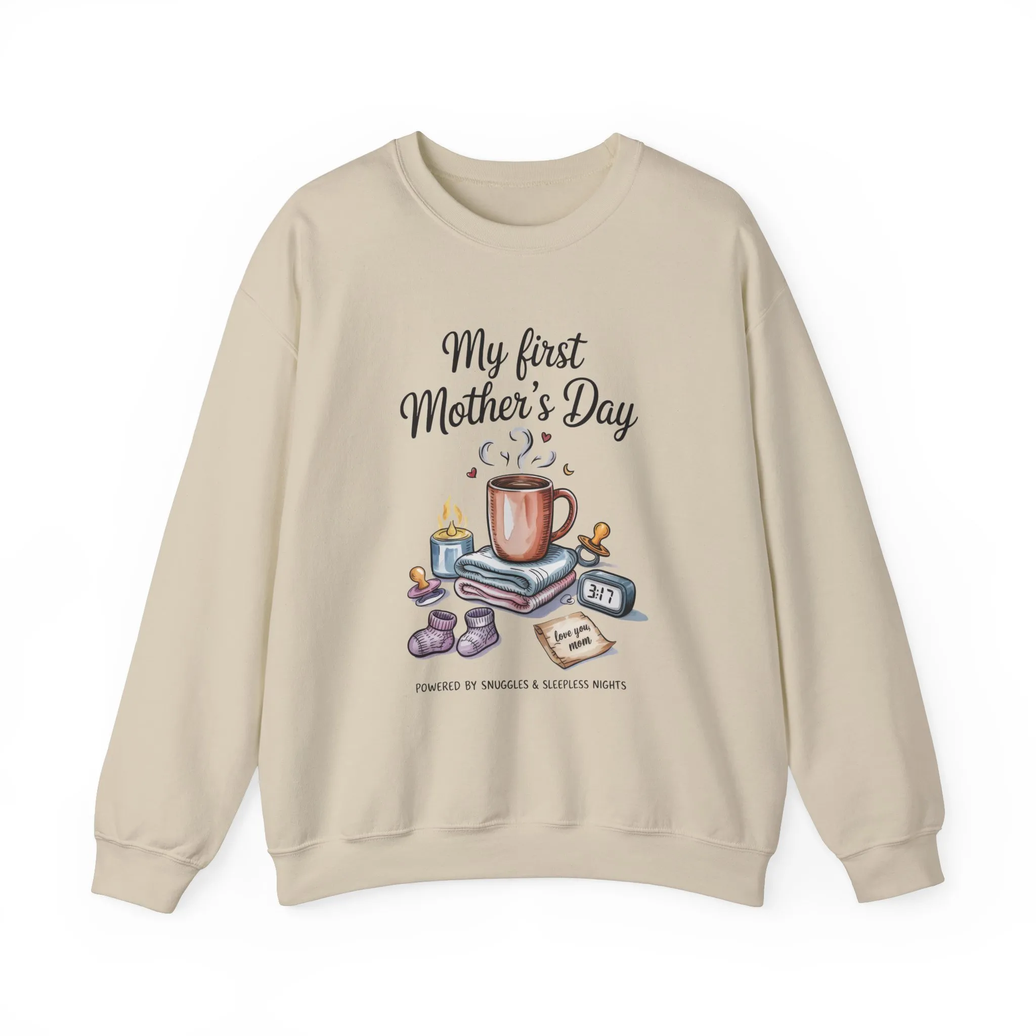 My First Mother's Day Sweatshirt, Cozy Crewneck for Moms, Gift for New Mothers, Baby Shower Tee, Snuggles & Sleepless Nights - Image 9