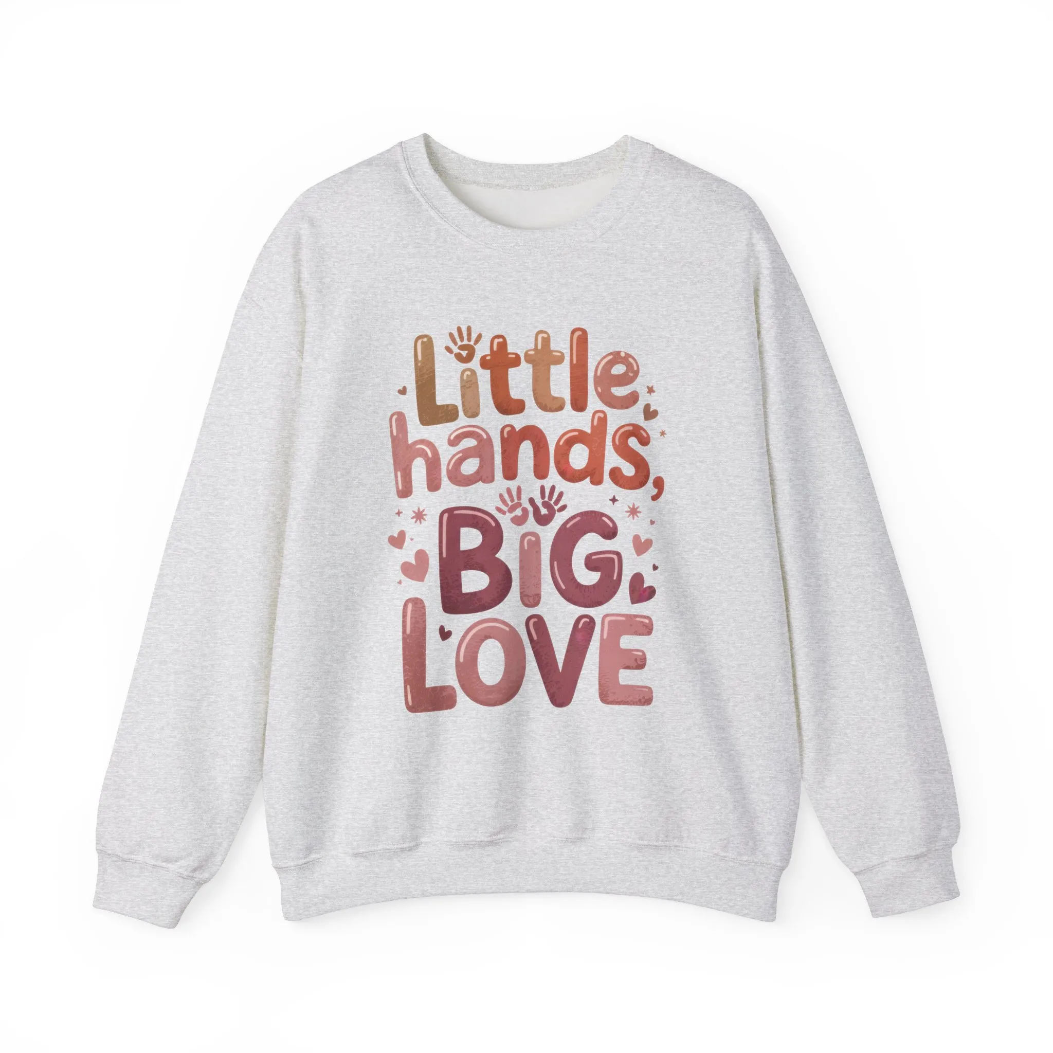 Little Hands, Big Love Crewneck Sweatshirt, Perfect for Moms Gifts, Family Events, Baby Showers, Everyday Wear, Cute Tee, mother's day Gift - Image 5