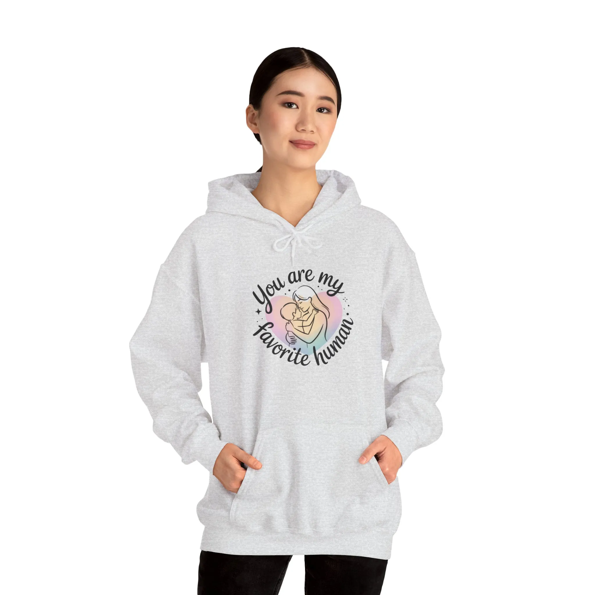 You Are My Favorite Human Hoodie, Cute Mom and Baby Pastel Design, Mothers Day Hooded Sweatshirt Gift - Image 11