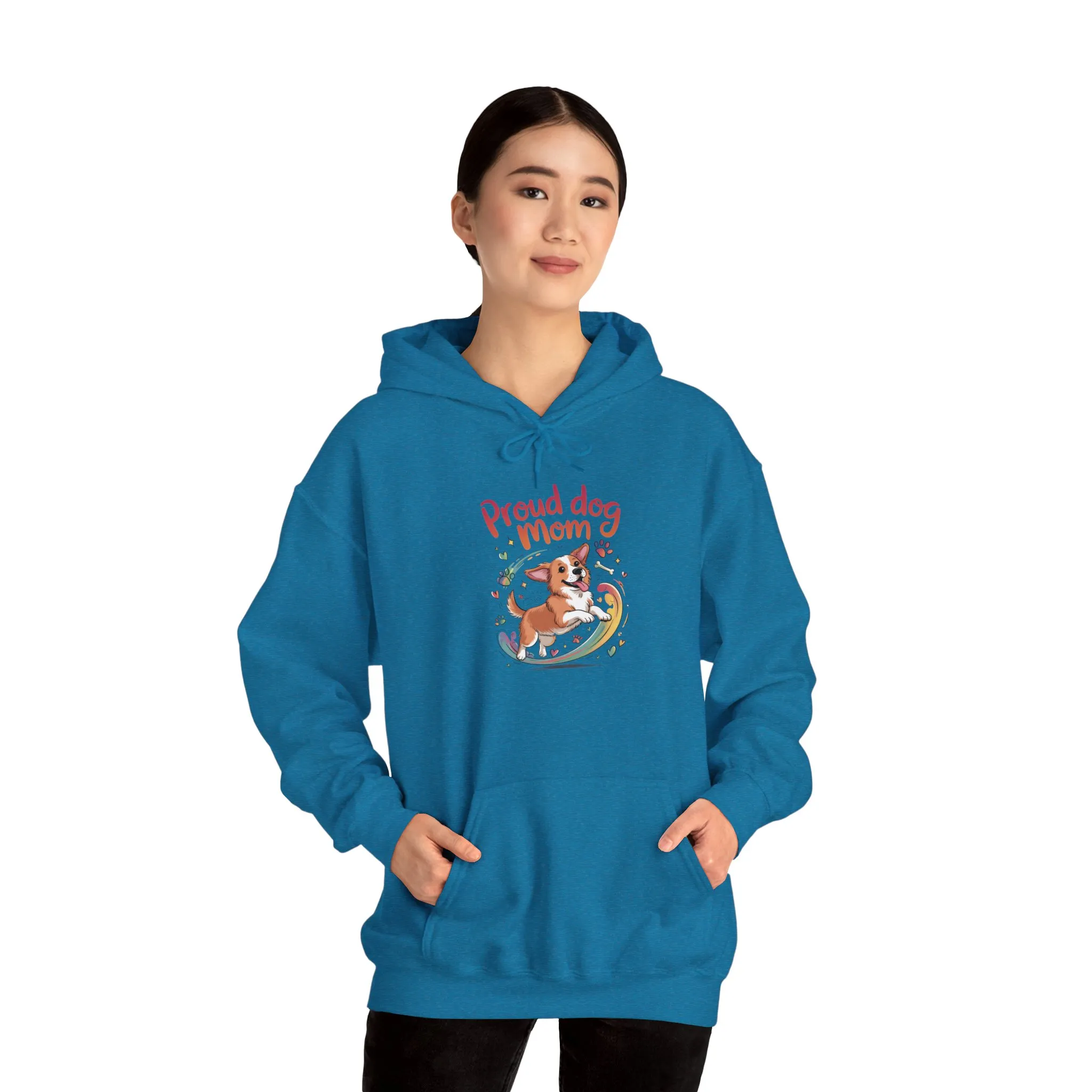Proud Dog Mom Hoodie, Gift for Dog Owners, Dog Lover Apparel, Mother's Day Gift, Hooded Sweatshirt, Corgi Rainbow Print - Image 36