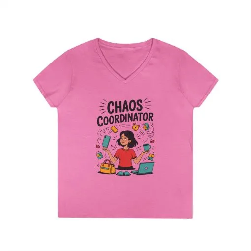 Chaos Coordinator Ladies' V-Neck T-Shirt, Funny Mom Shirt, Multitasking Mom Gift, Busy Mom Life Tee, Cute Mother's Day Gift for Mom - Image 13