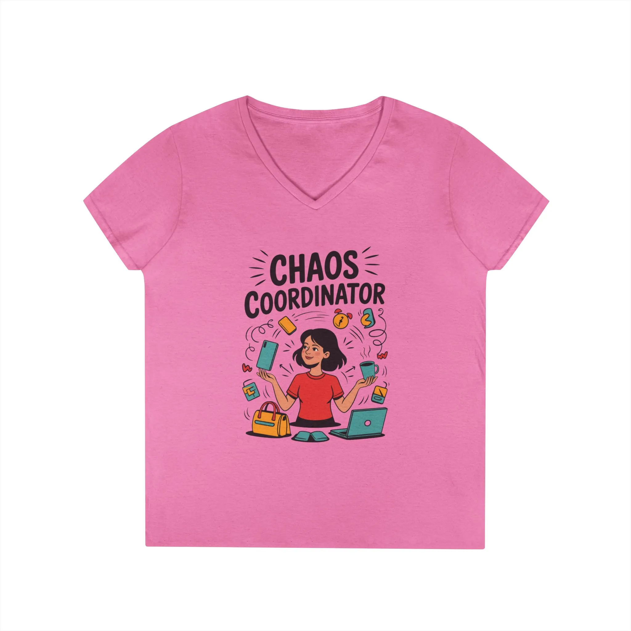 Chaos Coordinator Ladies' V-Neck T-Shirt, Funny Mom Shirt, Multitasking Mom Gift, Busy Mom Life Tee, Cute Mother's Day Gift for Mom - Image 13