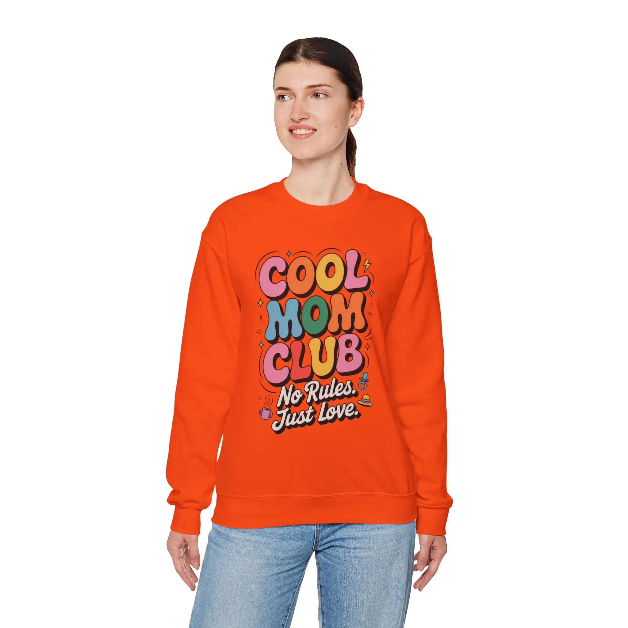 Cool Mom Club Sweatshirt, Gift for Moms, Mother's Day, No Rules Just Love, Retro Colorful Unisex Heavy Blend Crewneck - Image 12