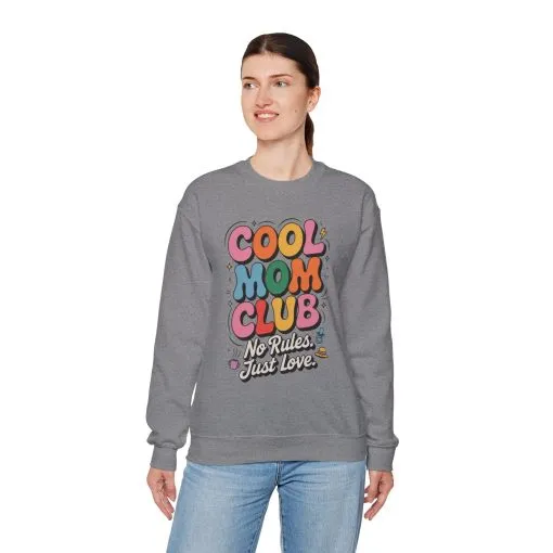 Cool Mom Club Sweatshirt, Gift for Moms, Mother's Day, No Rules Just Love, Retro Colorful Unisex Heavy Blend Crewneck - Image 33