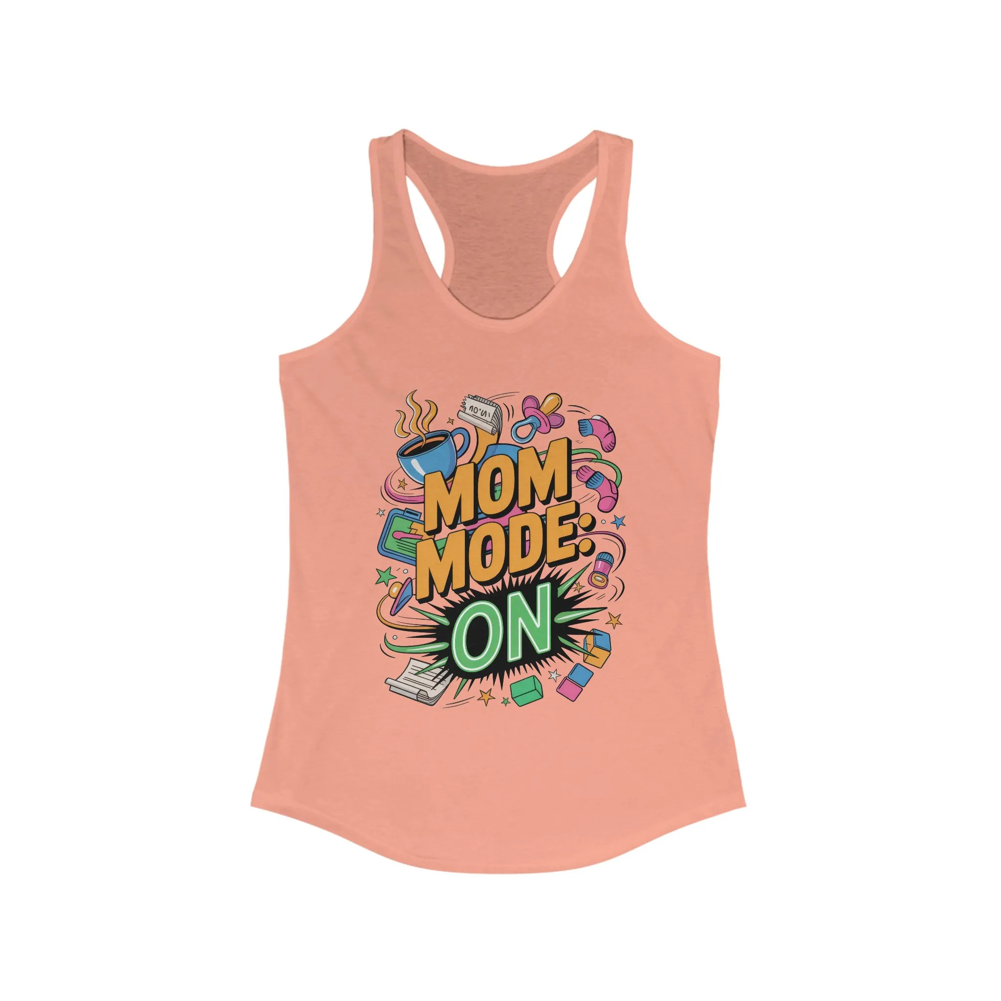 Mom Mode On Racerback Tank, Gift for Mom, Mother's Day Gift, Mother's Day Humor Top, Cute Mama Life Graphic Tee - Image 3