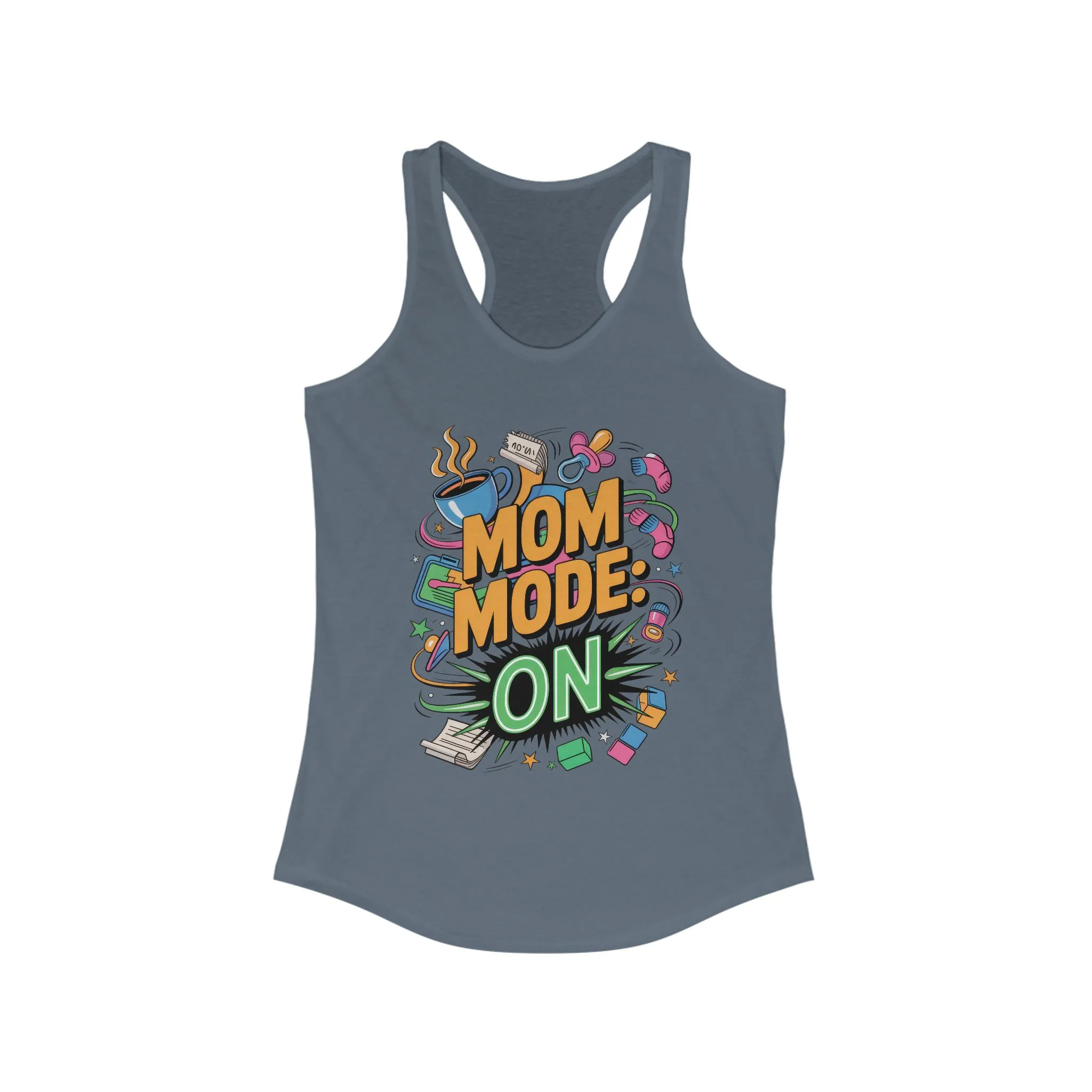 Mom Mode On Racerback Tank, Gift for Mom, Mother's Day Gift, Mother's Day Humor Top, Cute Mama Life Graphic Tee - Image 19