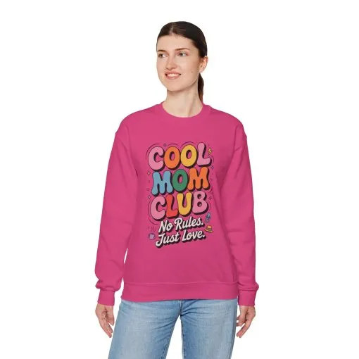 Cool Mom Club Sweatshirt, Gift for Moms, Mother's Day, No Rules Just Love, Retro Colorful Unisex Heavy Blend Crewneck - Image 27
