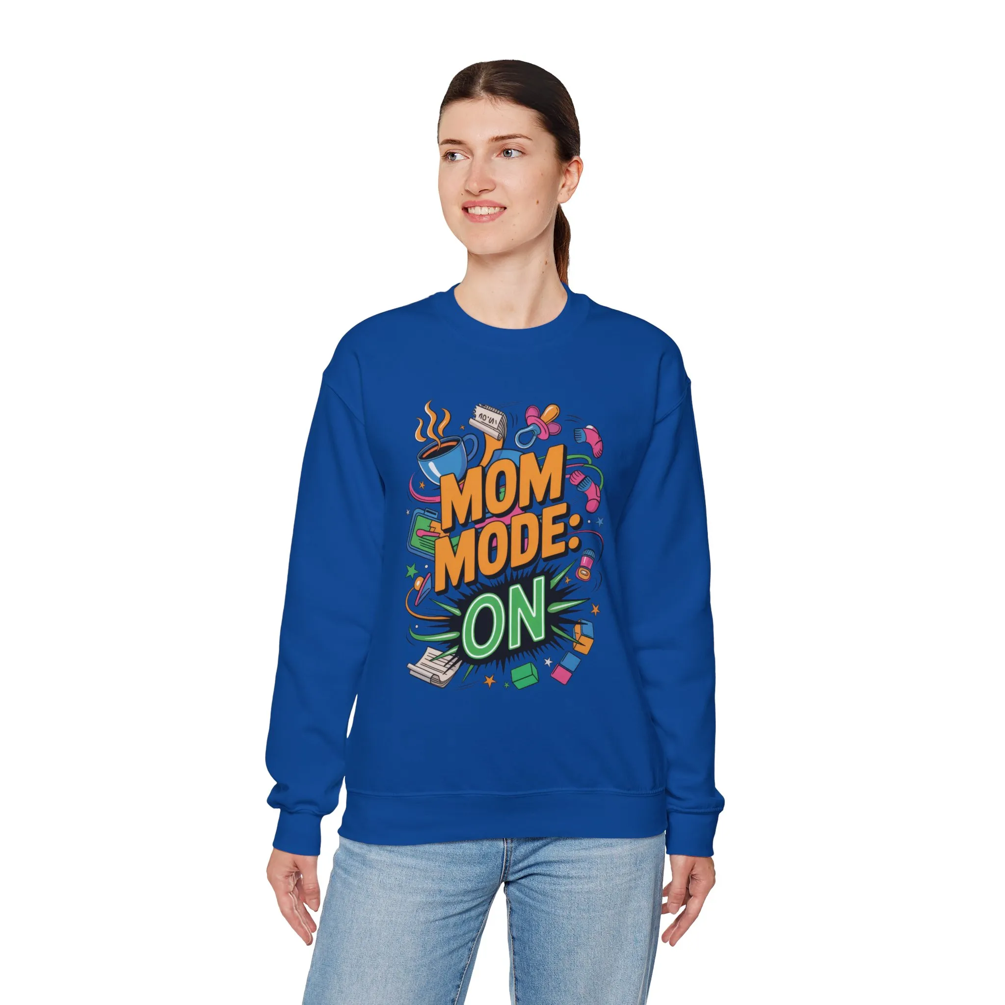 Mom Mode On Crewneck Sweatshirt, Gift for Mom, Mother's Day Humor T-Shirt, Cute Mama Life Graphic Tee, Mother's Day Gift - Image 24