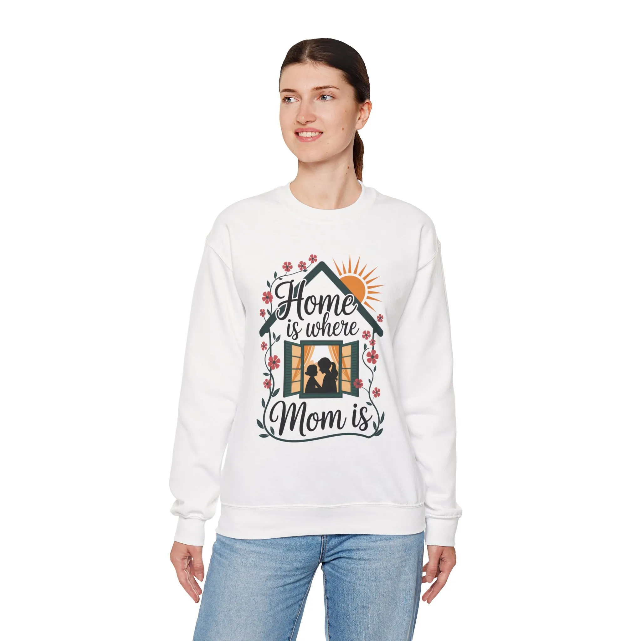 Home Is Where Mom Is Sweatshirt, Mother's Day Cotton Sweatshirt, Cute Family Gift for Mom, Sentimental Mom Gift, mother's day Gift - Image 6