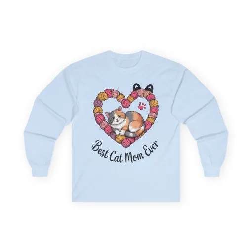 Best Cat Mom Ever Long Sleeve Tee, Cat Lover Gift, Pet Parent Apparel, Birthday Gift for Cat Moms, Cozy Cat Mom Shirt - Image 6