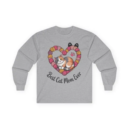 Best Cat Mom Ever Long Sleeve Tee, Cat Lover Gift, Pet Parent Apparel, Birthday Gift for Cat Moms, Cozy Cat Mom Shirt - Image 4