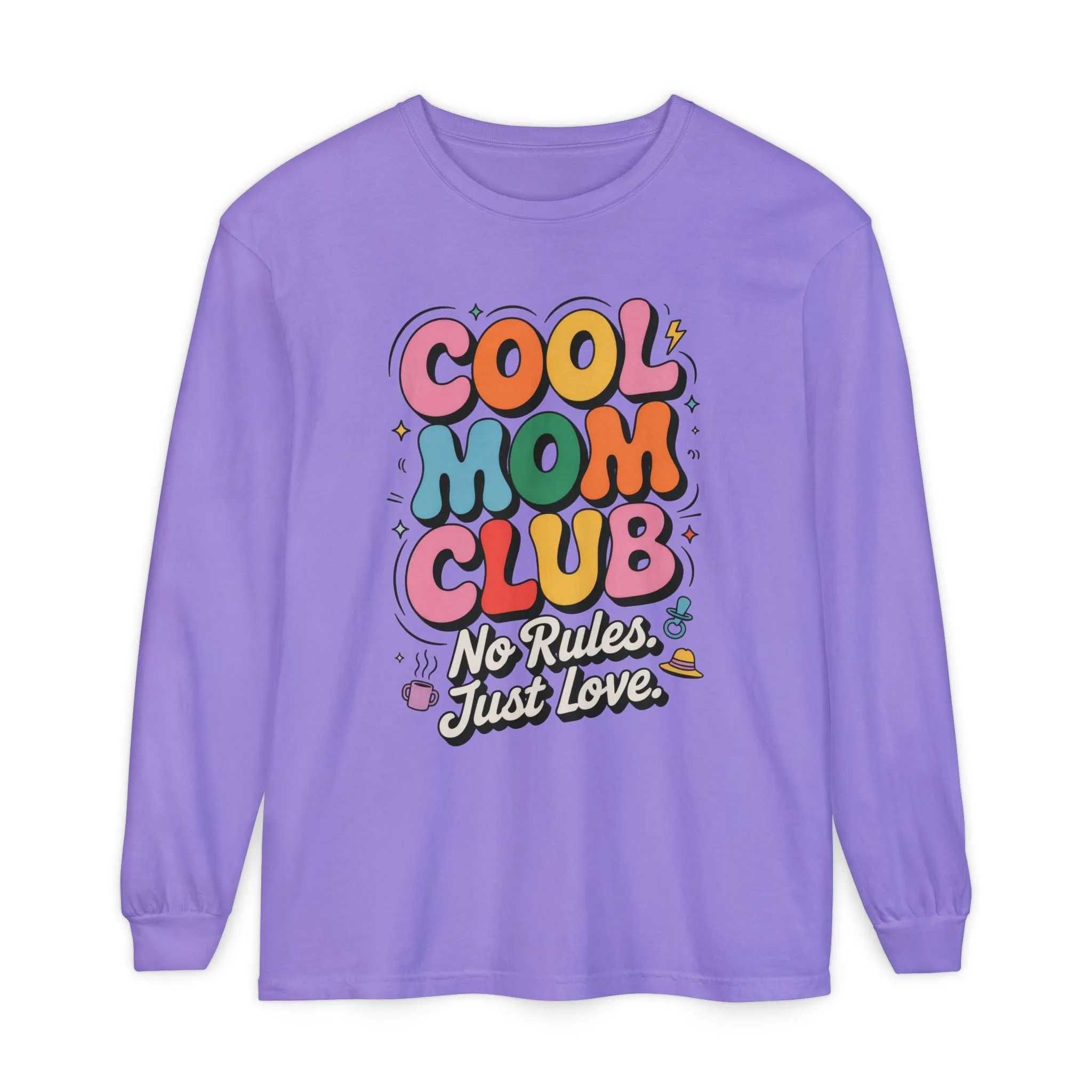 Cool Mom Club Long Sleeve T-Shirt, Funny Mom Tee, Gift for Moms, Mother's Day Gift, No Rules Just Love Quote Tee - Image 13