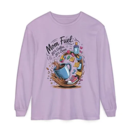 Mom Fuel Long Sleeve T-Shirt, Coffee Lovers Gift, Mother's Day Apparel, Cute Mom Shirt, Coffee Lover Mom Life Top, Coffee Lover's Tee - Image 15