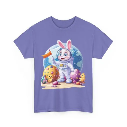 Space Bunny Unisex Heavy Cotton Tee - Cute Astronaut Design for Easter and Fun Occasions - Image 18