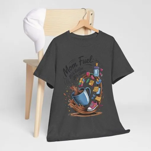 Mom Fuel Heavy Cotton Tee, Funny Coffee Lover T-Shirt, Gift for Moms, Mother's Day, Casual Wear, Pajama Top - Image 31
