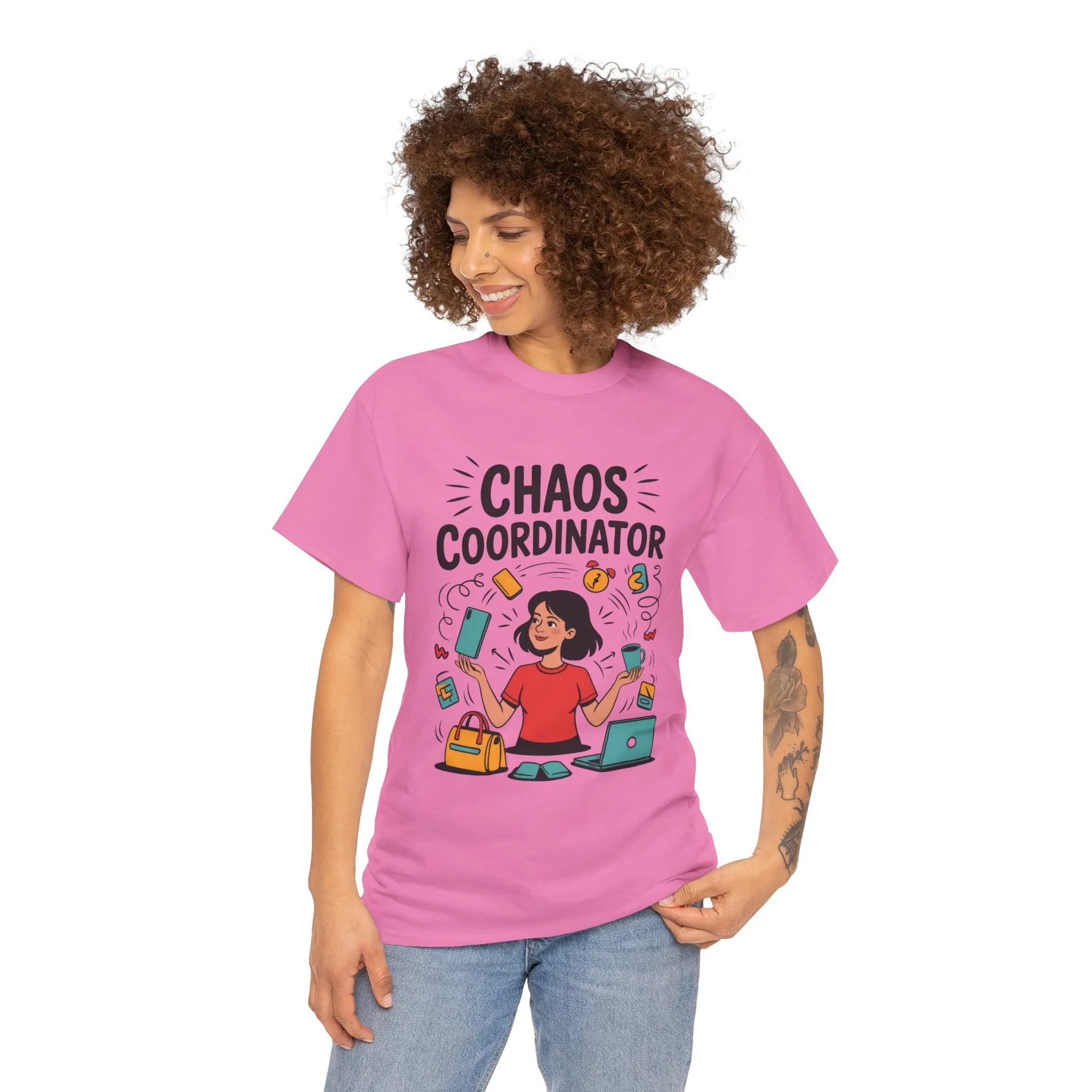 Chaos Coordinator Heavy Cotton Tee, Gift for Busy Moms, Mother's Day Gift, Funny Mom Life Shirt, Busy Life Humor T-Shirt - Image 26