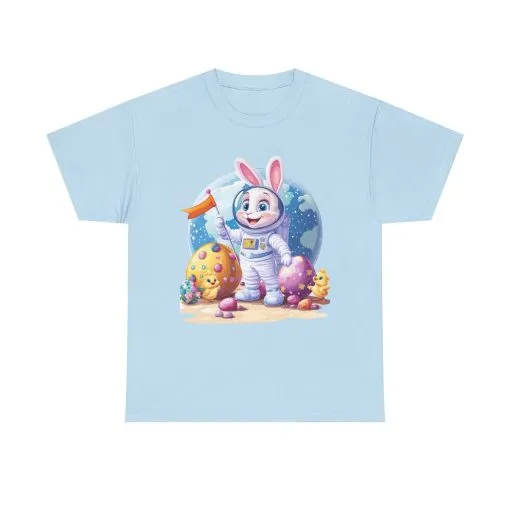 Space Bunny Unisex Heavy Cotton Tee - Cute Astronaut Design for Easter and Fun Occasions - Image 13