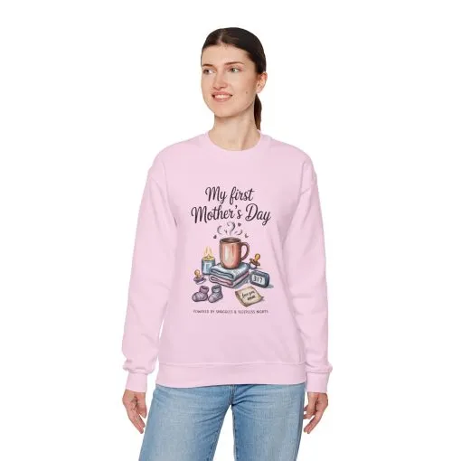 My First Mother's Day Sweatshirt, Cozy Crewneck for Moms, Gift for New Mothers, Baby Shower Tee, Snuggles & Sleepless Nights - Image 28