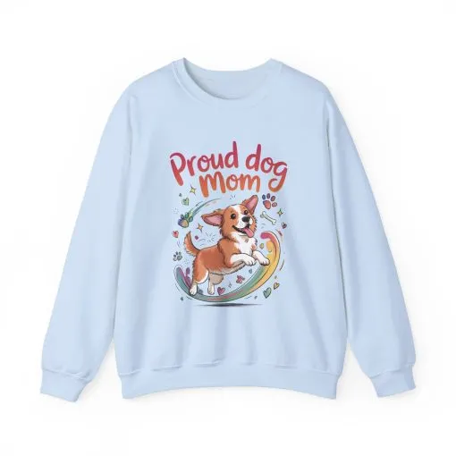 Proud Dog Mom Crewneck Sweatshirt, Pet Lover Gift, Dog Mom Apparel, Animal Lover Clothing, Gift for Dog Moms, Puppy Paw Rainbow Print - Image 17