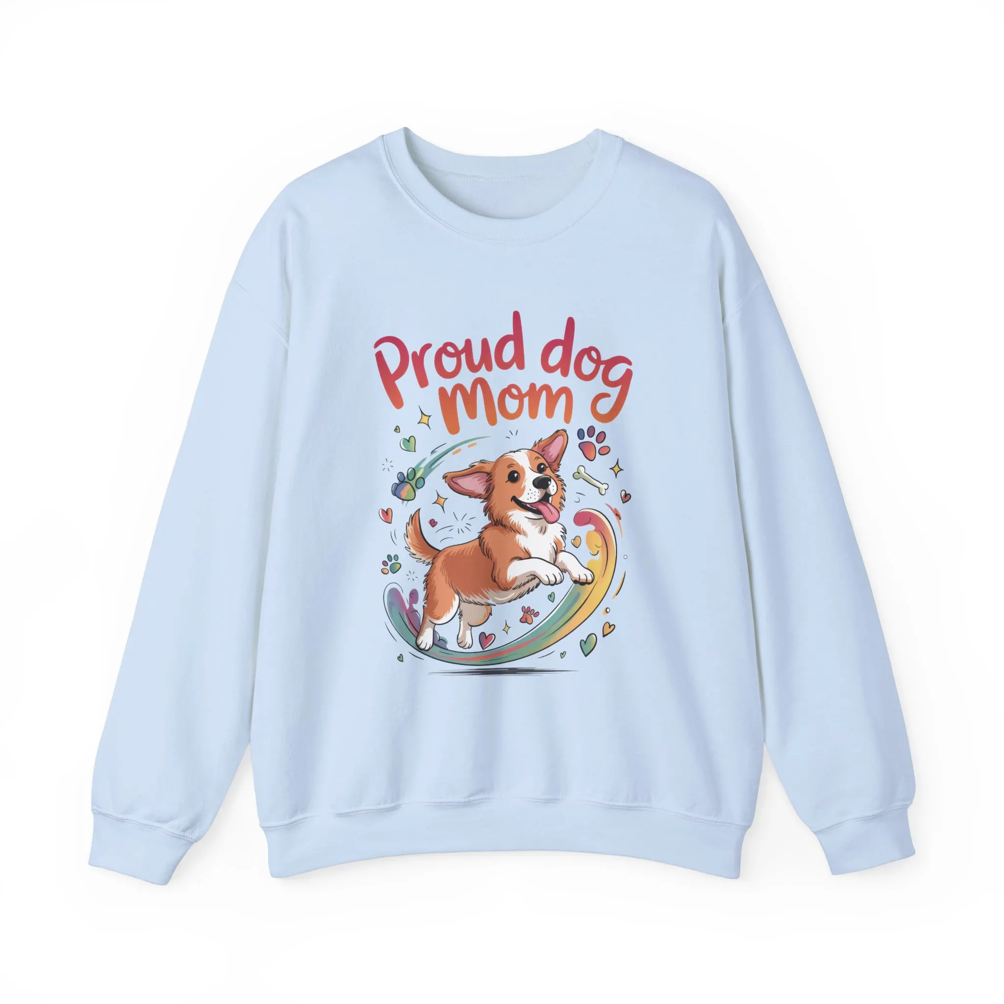 Proud Dog Mom Crewneck Sweatshirt, Pet Lover Gift, Dog Mom Apparel, Animal Lover Clothing, Gift for Dog Moms, Puppy Paw Rainbow Print - Image 17
