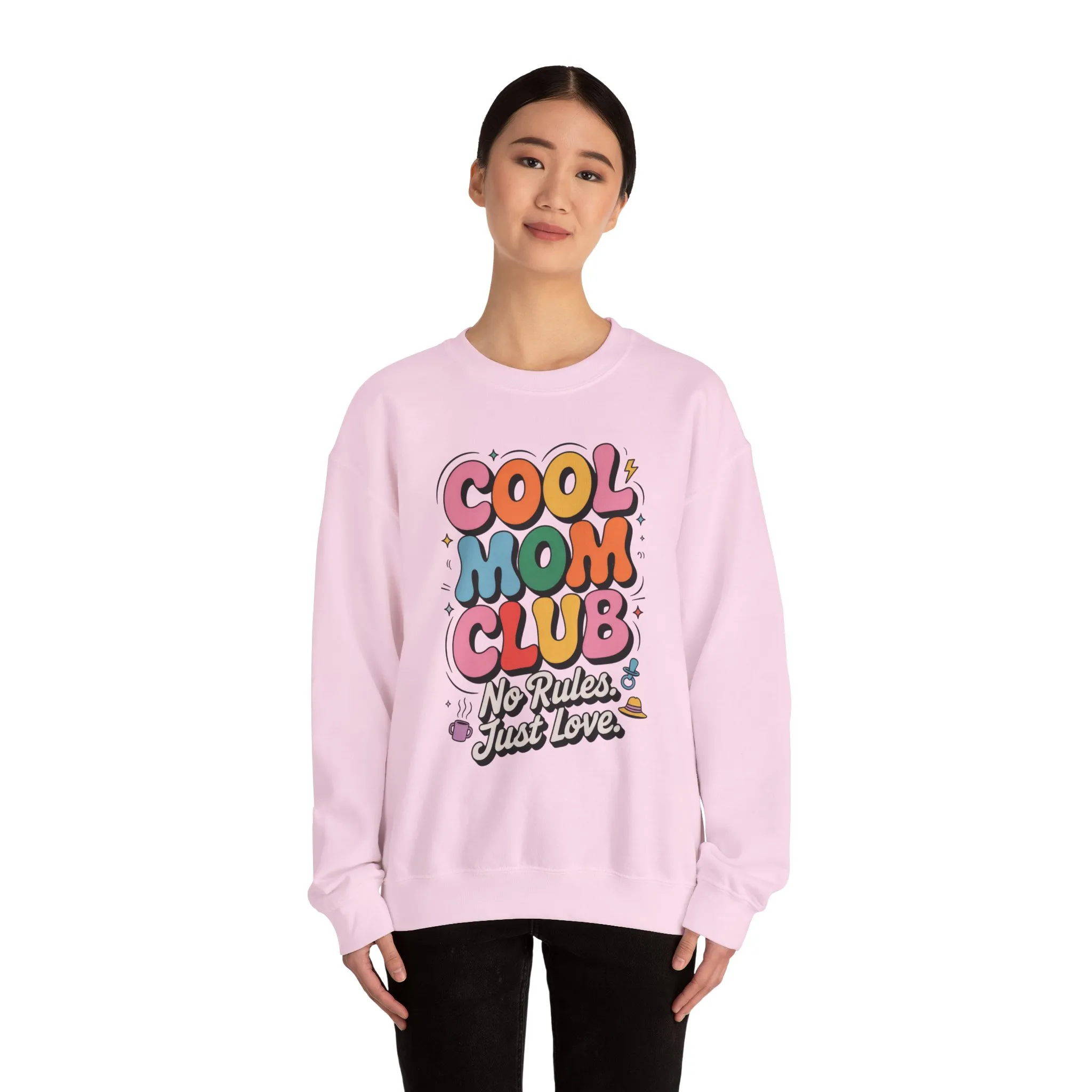 Cool Mom Club Sweatshirt, Gift for Moms, Mother's Day, No Rules Just Love, Retro Colorful Unisex Heavy Blend Crewneck - Image 23