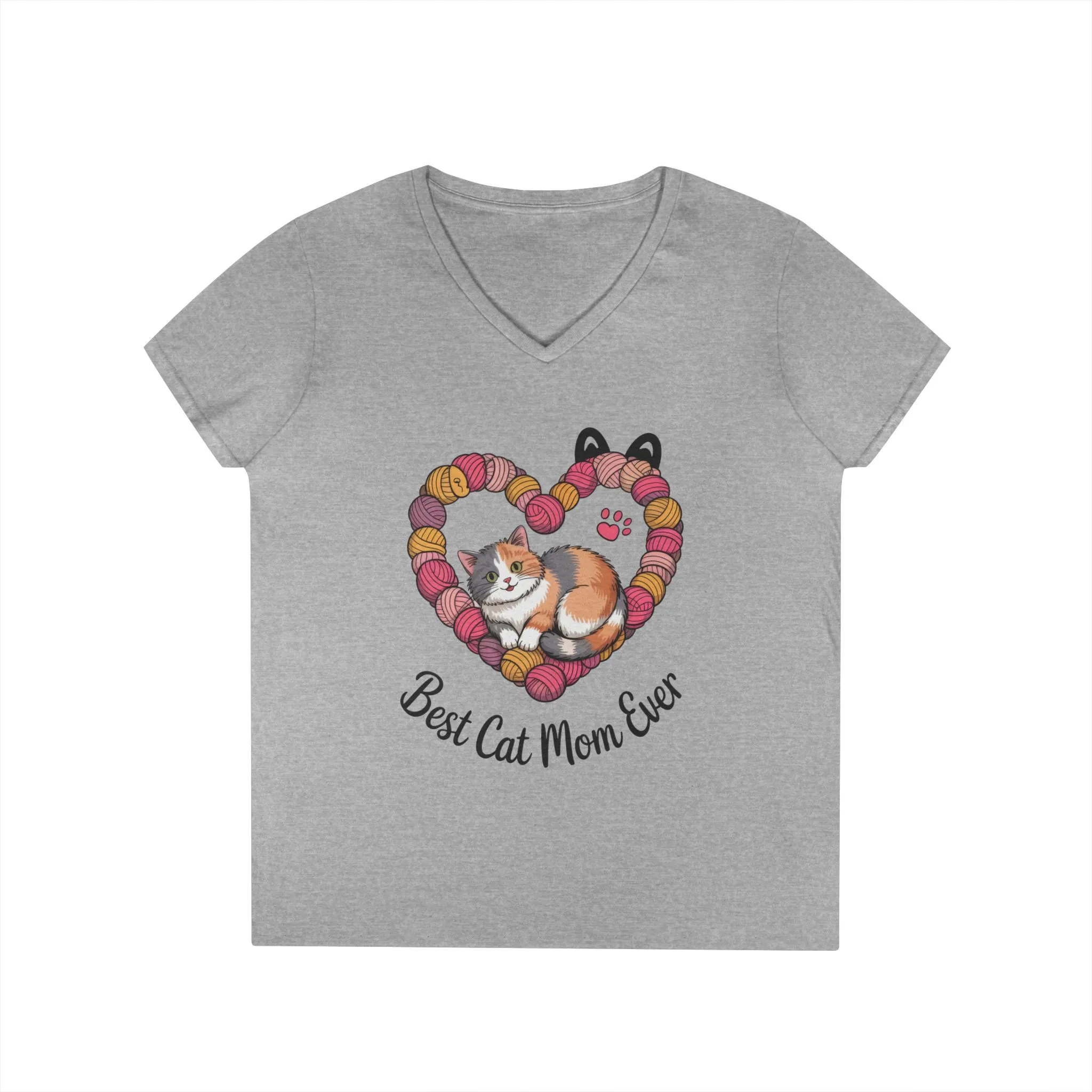Best Cat Mom V-Neck T-Shirt, Gifts for Cat Lovers, Pet Mom Tee, Cute Cat Shirt, Animal Lover Apparel, Mother's Day Gift - Image 3