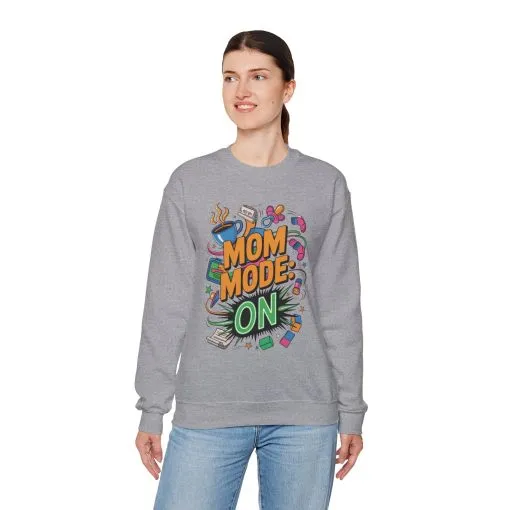 Mom Mode On Crewneck Sweatshirt, Gift for Mom, Mother's Day Humor T-Shirt, Cute Mama Life Graphic Tee, Mother's Day Gift - Image 8