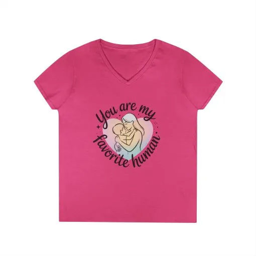 You Are My Favorite Human Mom Baby Tee, Mothers Day Gift, Pastel Heart Ladies V-Neck T-Shirt, Sentimental Mom Shirt - Image 13