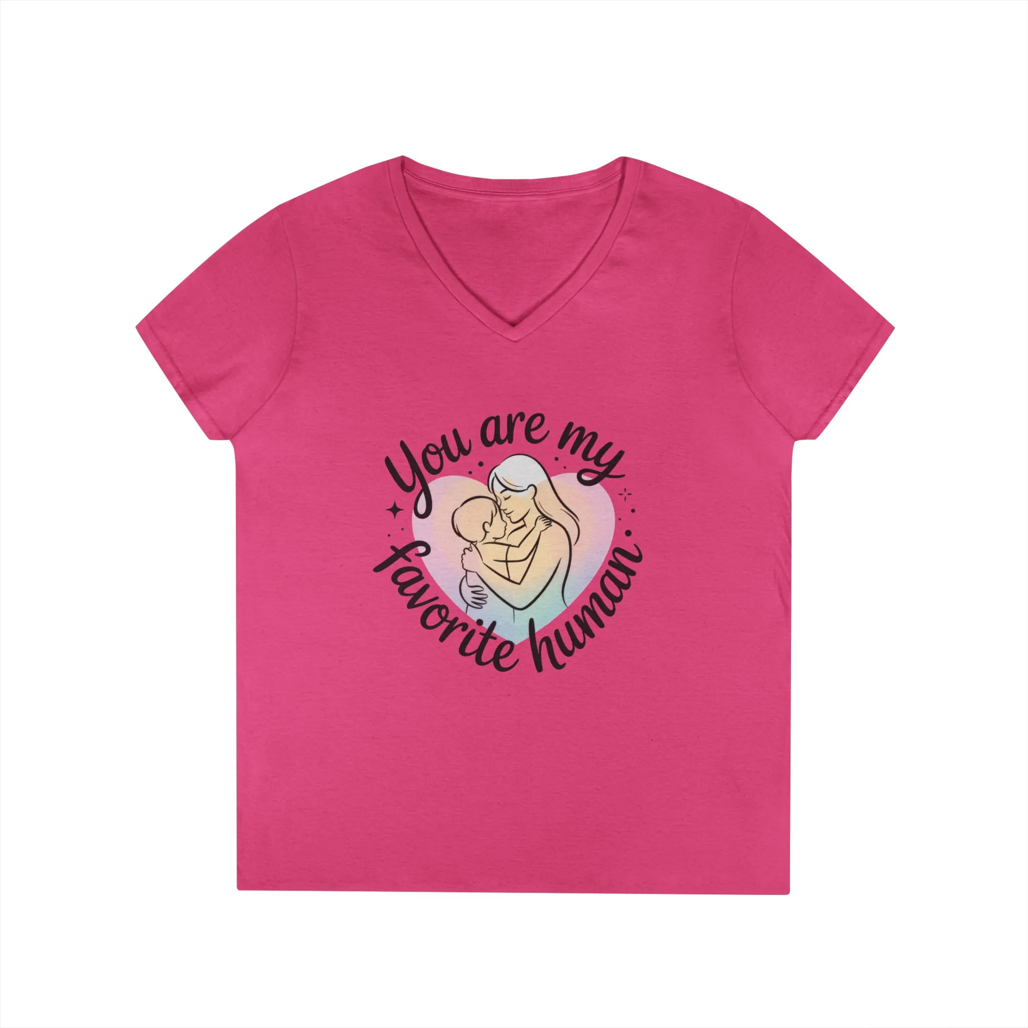 You Are My Favorite Human Mom Baby Tee, Mothers Day Gift, Pastel Heart Ladies V-Neck T-Shirt, Sentimental Mom Shirt - Image 13
