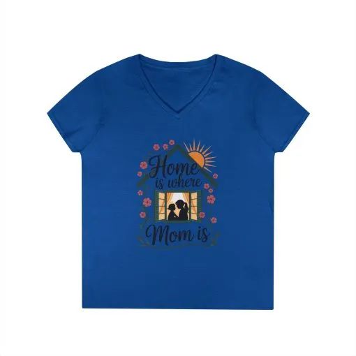 Home Is Where Mom Is V-Neck T-Shirt, Mother's Day Cotton Tee, Cute Family Gift for Mom, Sentimental Mom Shirt for Her, mother's day Gift - Image 13