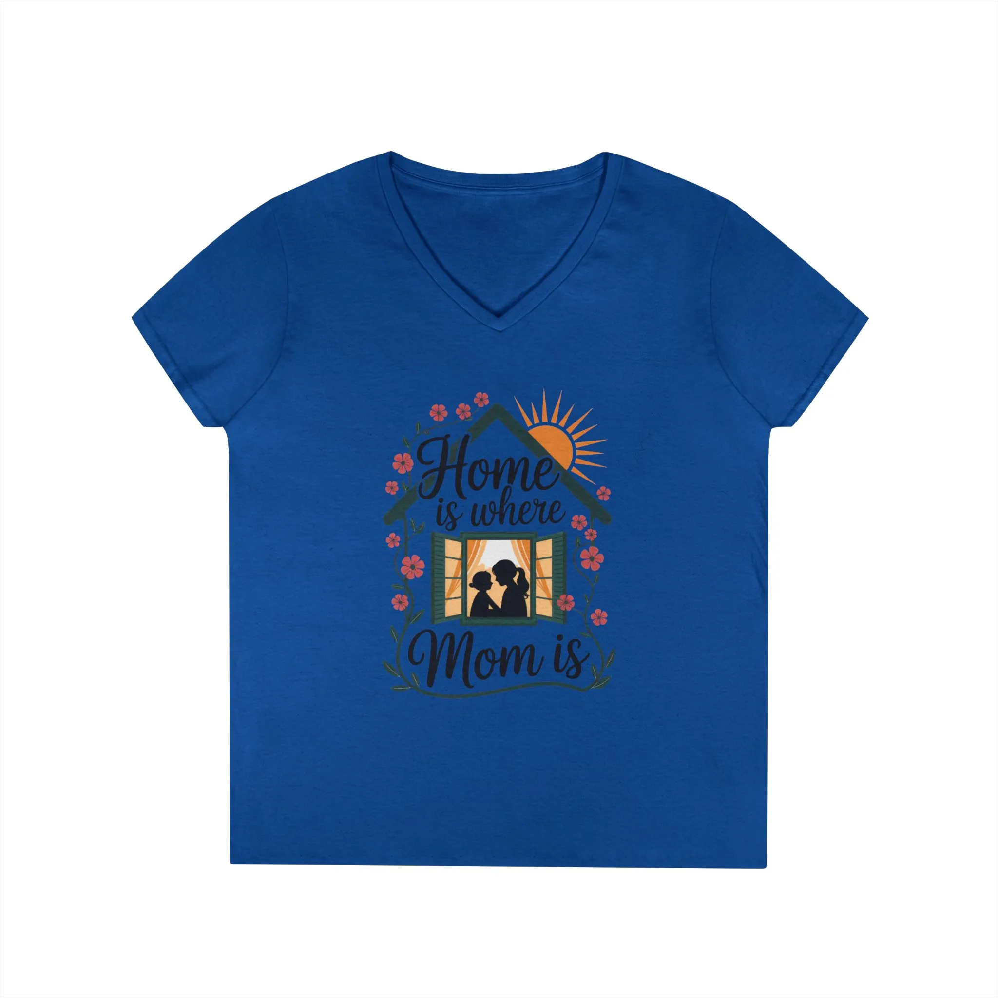 Home Is Where Mom Is V-Neck T-Shirt, Mother's Day Cotton Tee, Cute Family Gift for Mom, Sentimental Mom Shirt for Her, mother's day Gift - Image 13