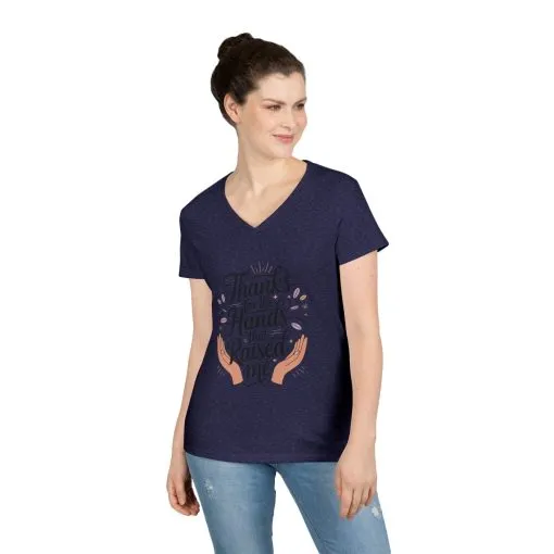 Grateful Hands V-Neck T-Shirt, Mother's Day Gift, Appreciation Tee, Family Love Shirt, Empowering Woman Top, Inspirational Shirt - Image 14