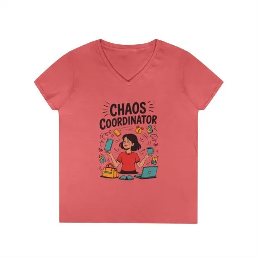 Chaos Coordinator Ladies' V-Neck T-Shirt, Funny Mom Shirt, Multitasking Mom Gift, Busy Mom Life Tee, Cute Mother's Day Gift for Mom - Image 4
