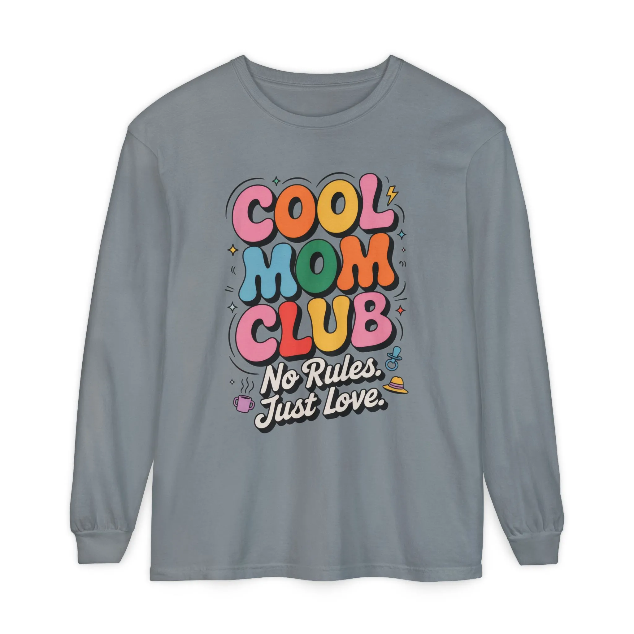 Cool Mom Club Long Sleeve T-Shirt, Funny Mom Tee, Gift for Moms, Mother's Day Gift, No Rules Just Love Quote Tee - Image 11