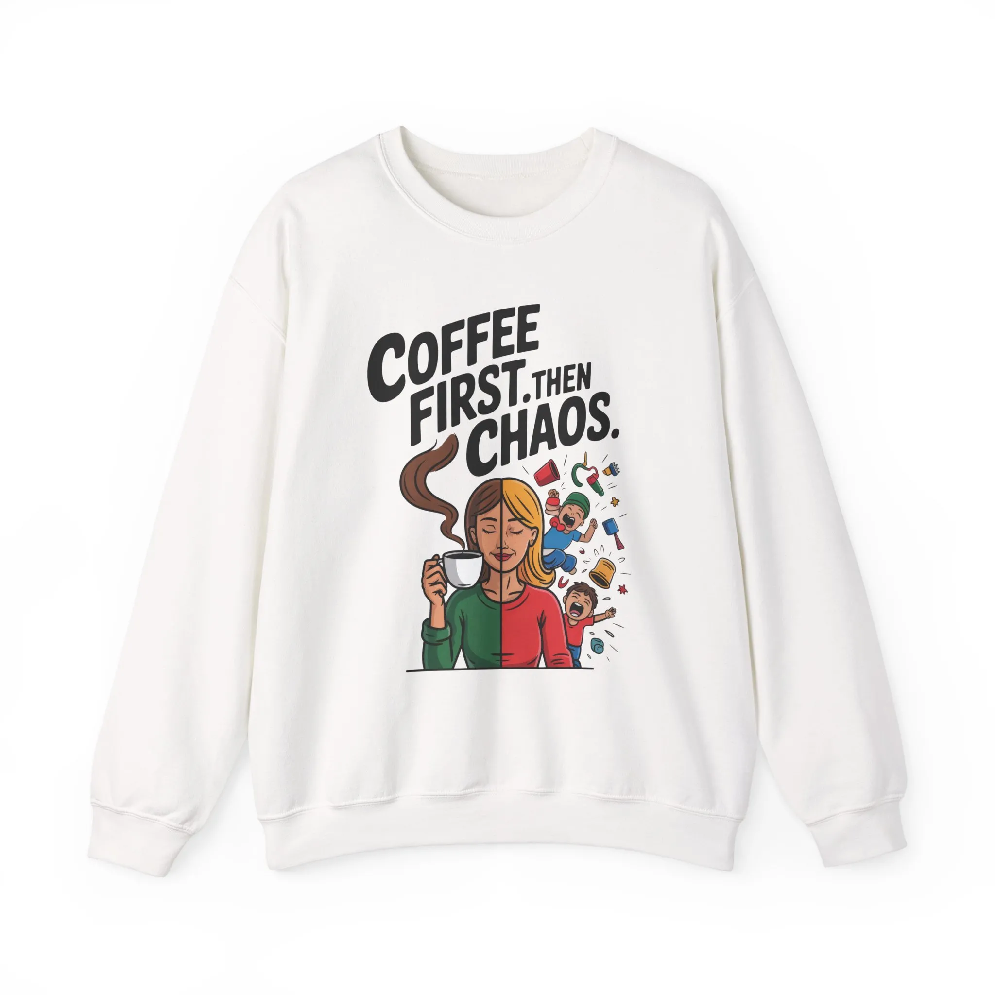 Coffee First Then Chaos Sweatshirt, Ideal Gift for Moms, Fun Casual Wear, Funny Mom Life Sweatshirt, Mother's Day Gift - Image 2
